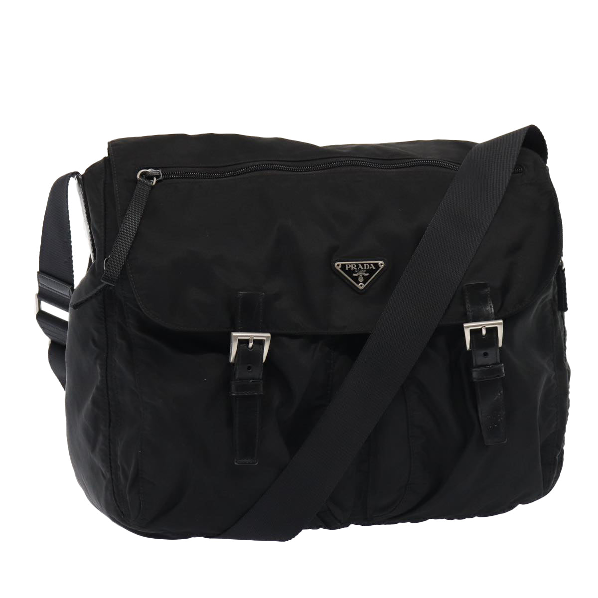 Luxury Prada Shoulder Bag Nylon Black Silver  ac3168