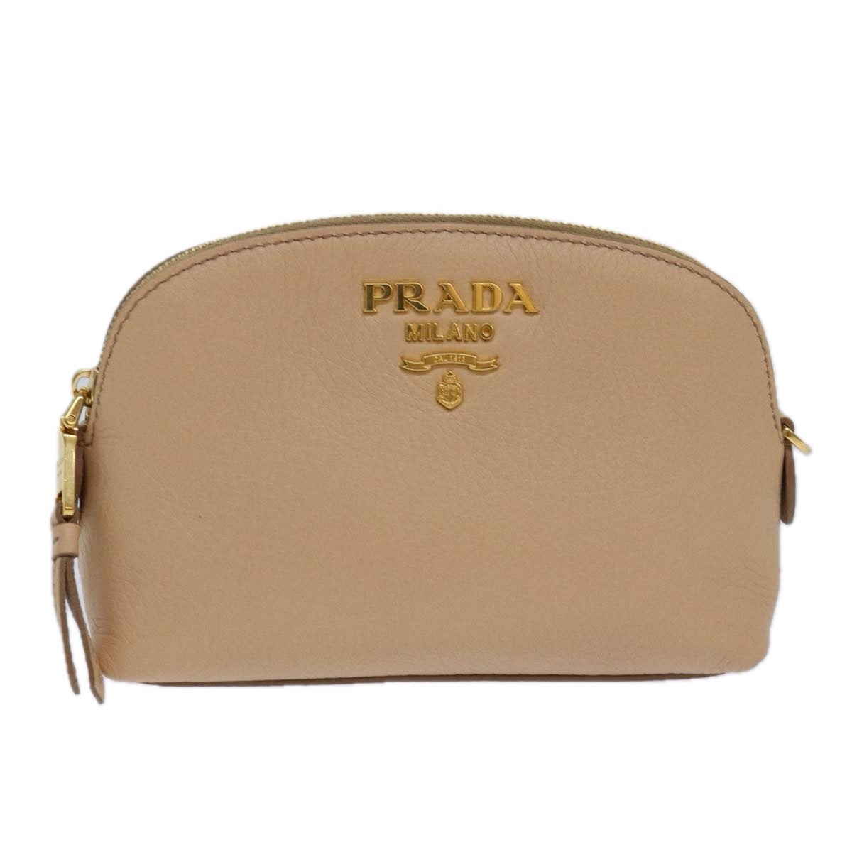 Luxury Prada Pouch Leather Beige Gold  ac3176