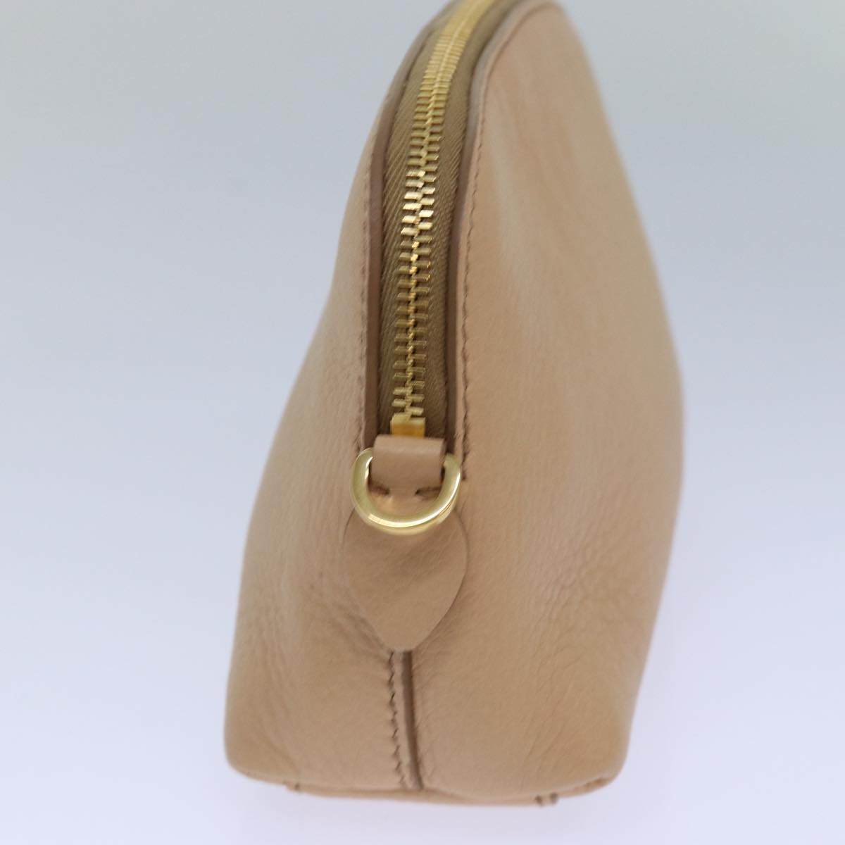 Luxury Prada Pouch Leather Beige Gold  ac3176