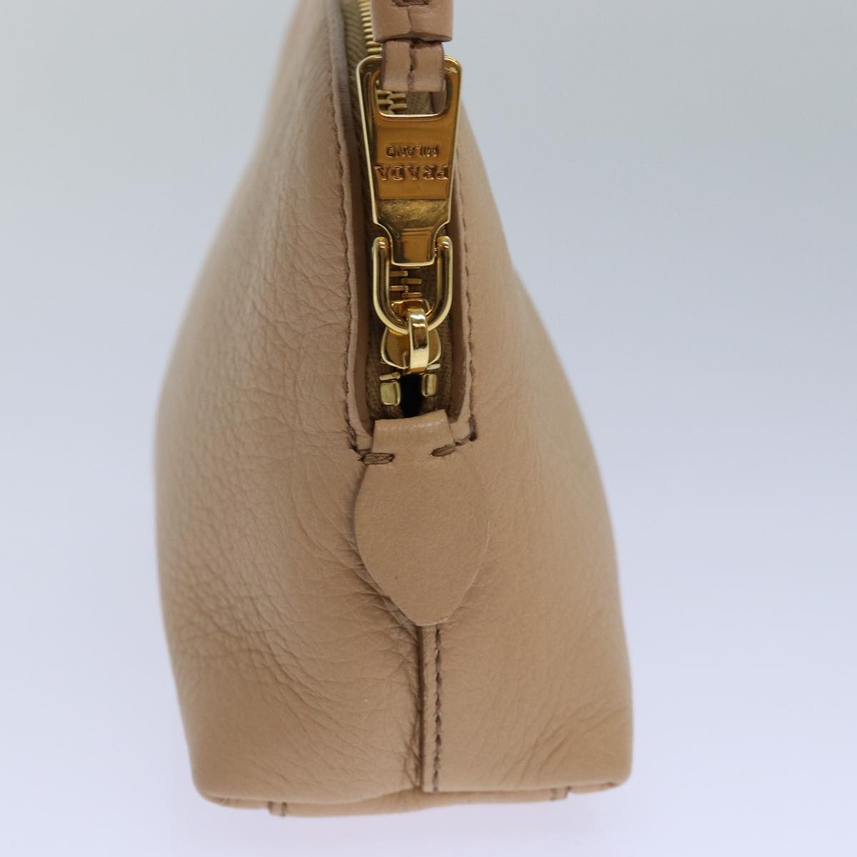 Luxury Prada Pouch Leather Beige Gold  ac3176