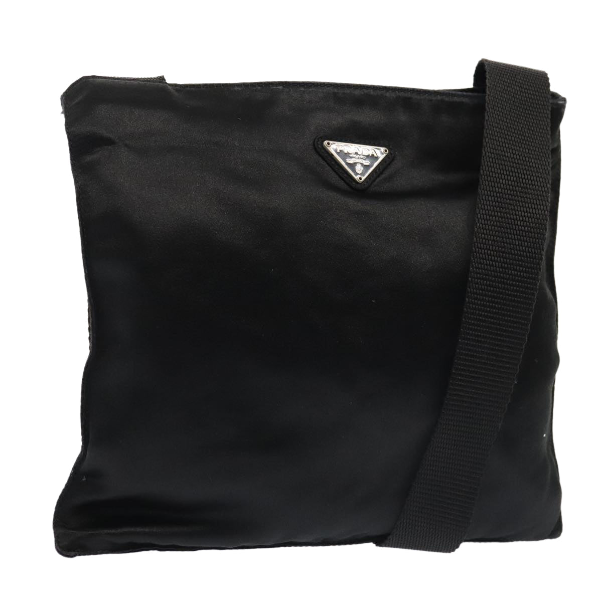 Luxury Prada Shoulder Bag Satin Silver Black  ac3203