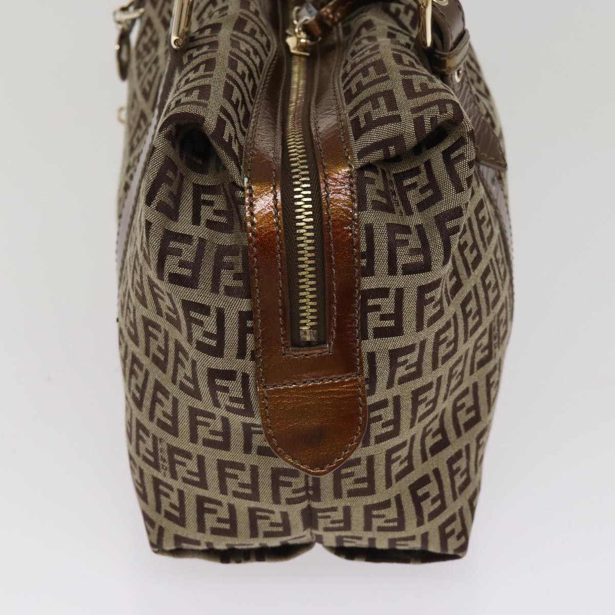 Luxury Fendi Zucchino Canvas Shoulder Bag Beige Goldac3210