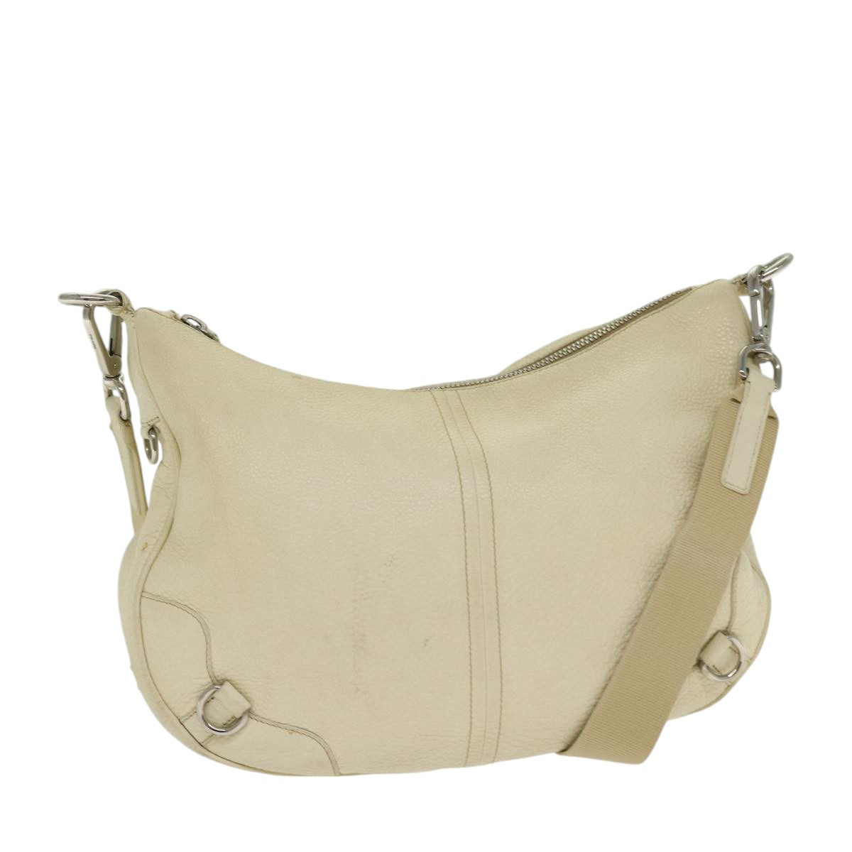 Luxury Prada Shoulder Bag Leather White Silver  ac3215