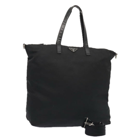 Luxury Prada Tote Bag Nylon 2way Black Silver  ac3218