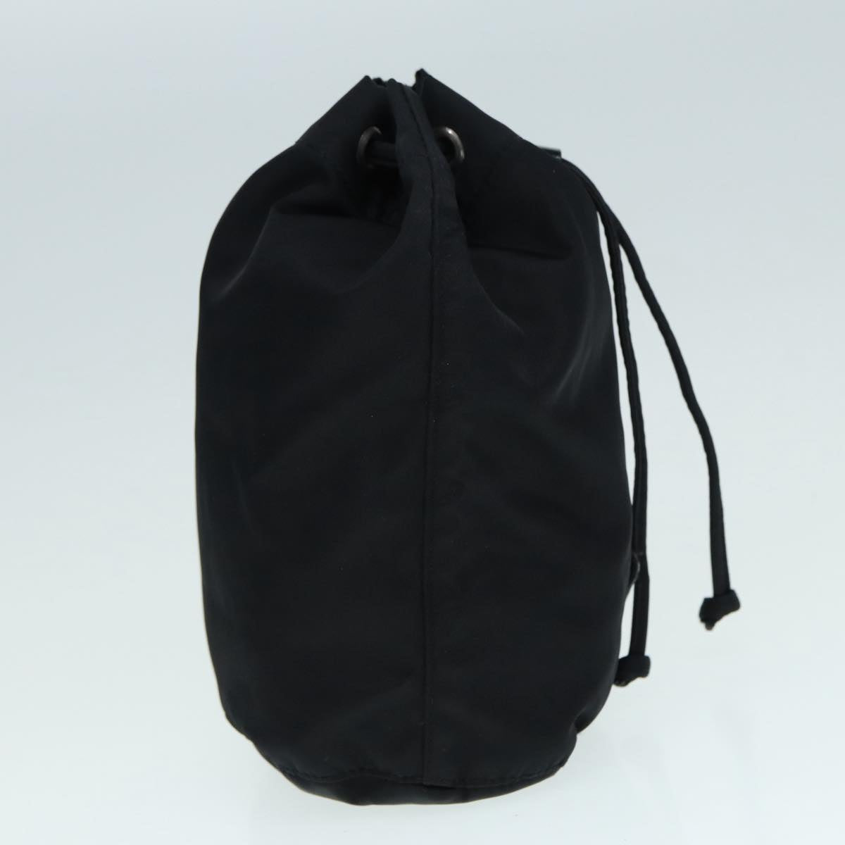 Luxury Prada Drawstring Pouch Nylon Black Silver  ac3236