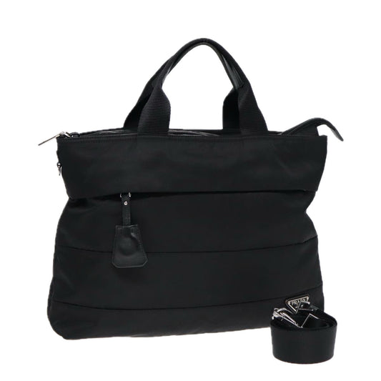 Luxury Prada Tote Bag Nylon 2way Black Silver  ac3238