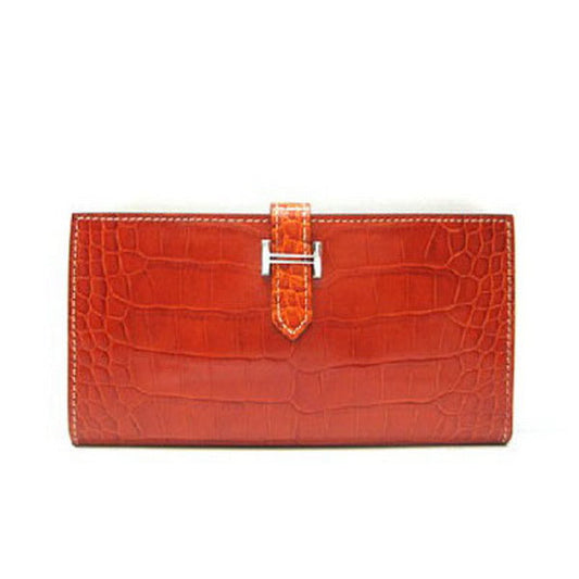 Luxury Hermes Wallet H1114 Ladies Crocodile Coffee