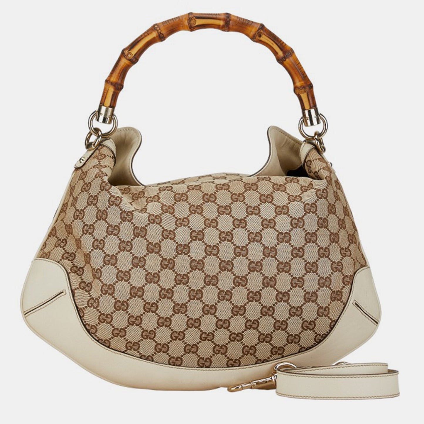 Luxury Gucci Trending 2025 Beige GG Canvas Bamboo Top Handle Bag