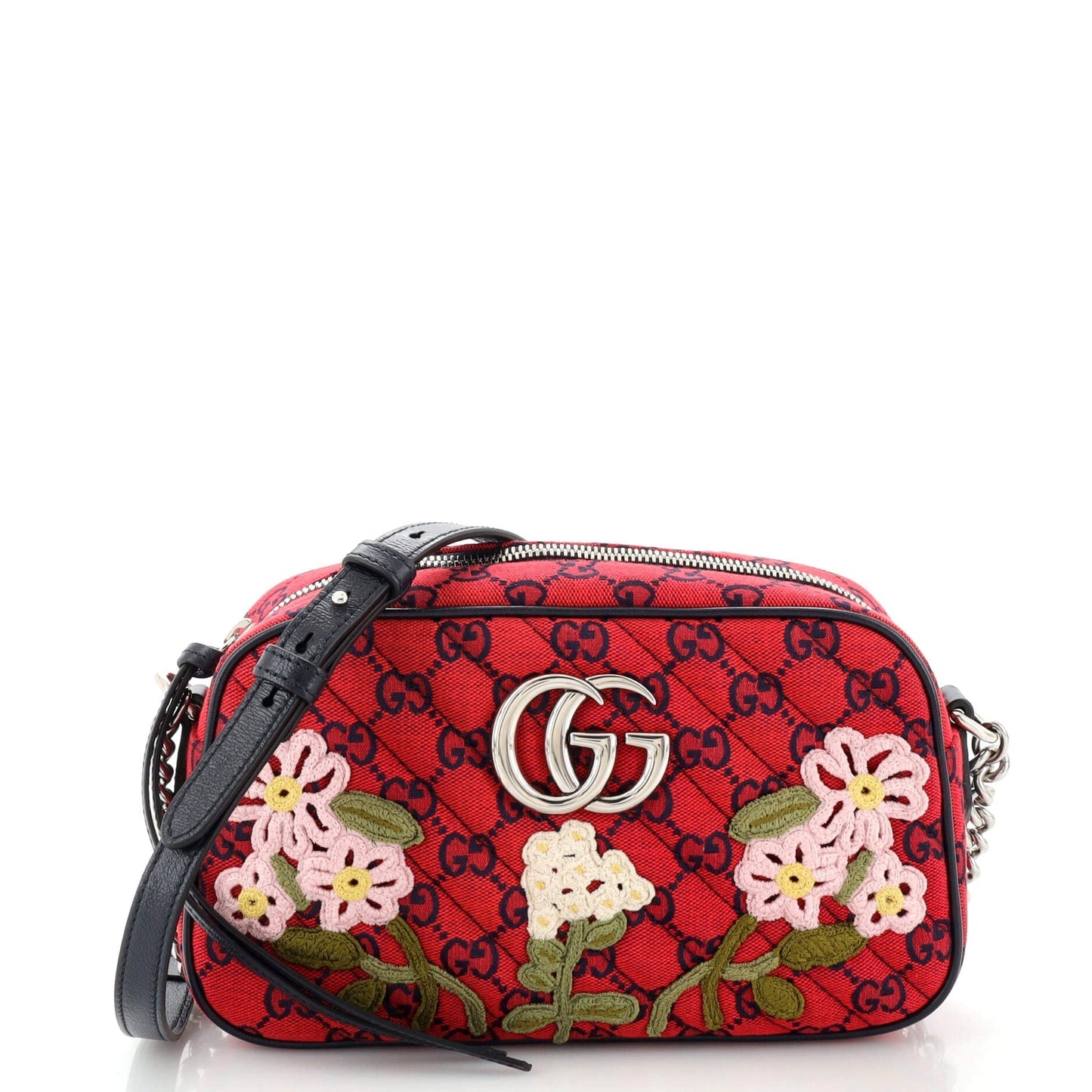 Luxury Gucci Trending 2025 GG Marmont Shoulder Bag Embroidered Diagonal Quilted GG Canvas Small