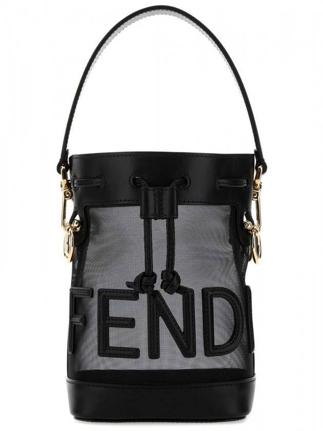 Luxury Fendi Mon Tresor Mesh Small Bucket Bag Black