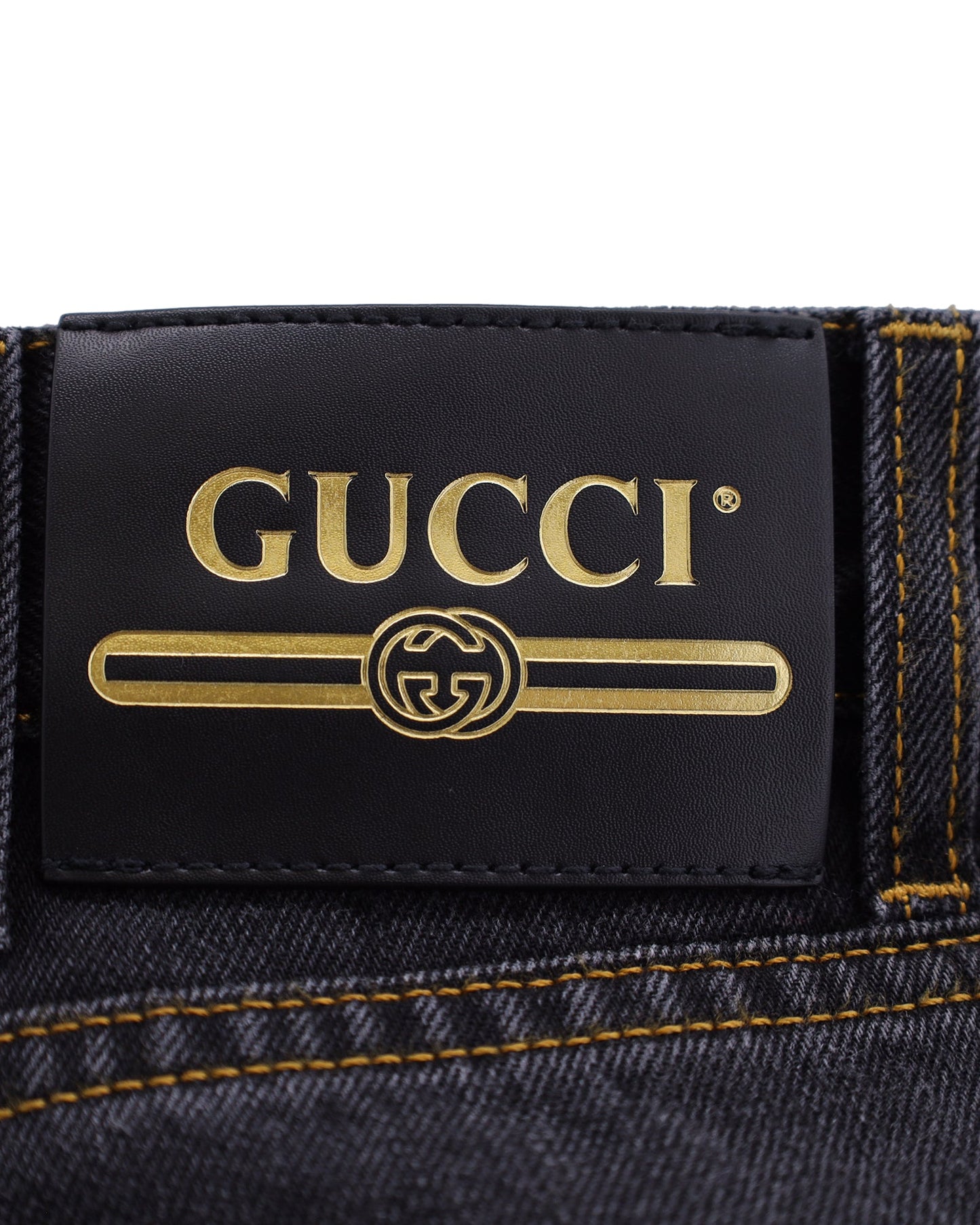 Gucci Embroidered Motif Slim-fit Jeans In Navy Blue Cotton