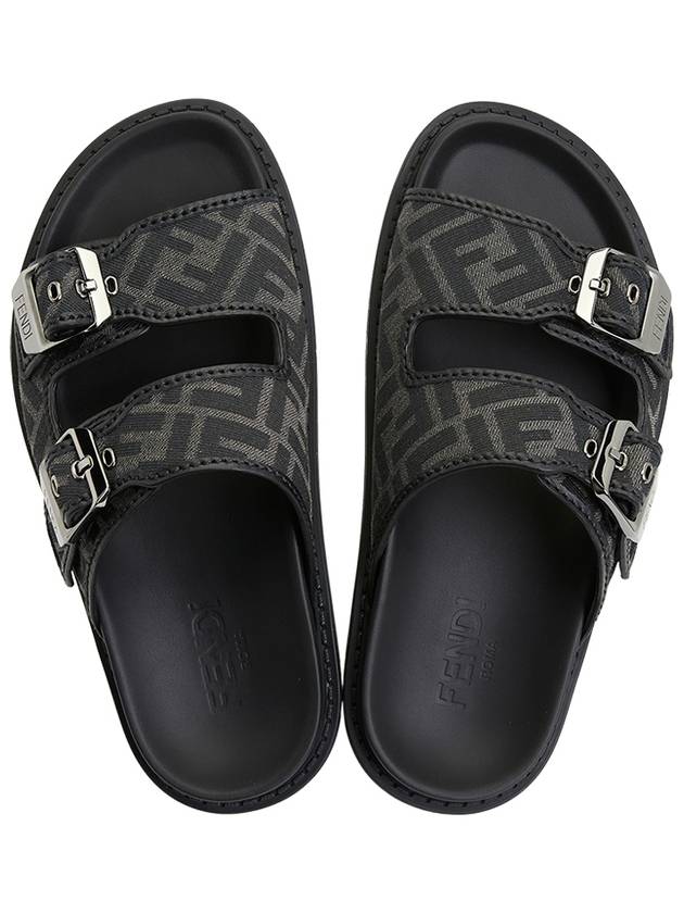 Luxury Fendi Men's Peel Jacquard Fabric Sandals Black