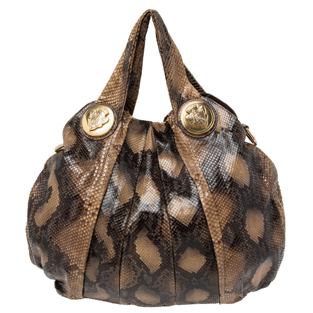 Luxury Gucci Trending 2025 Beige Python Large Hysteria Hobo