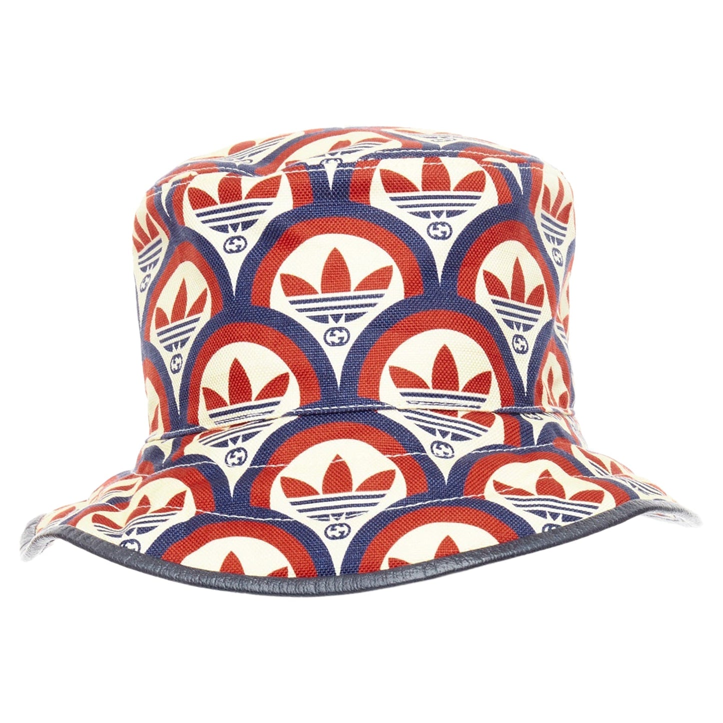 Gucci adidas logo print leather trim bucket hat
