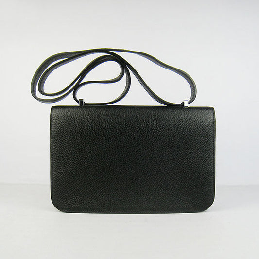 Luxury Hermes Calf Leather Message Bag H020 Black Silver