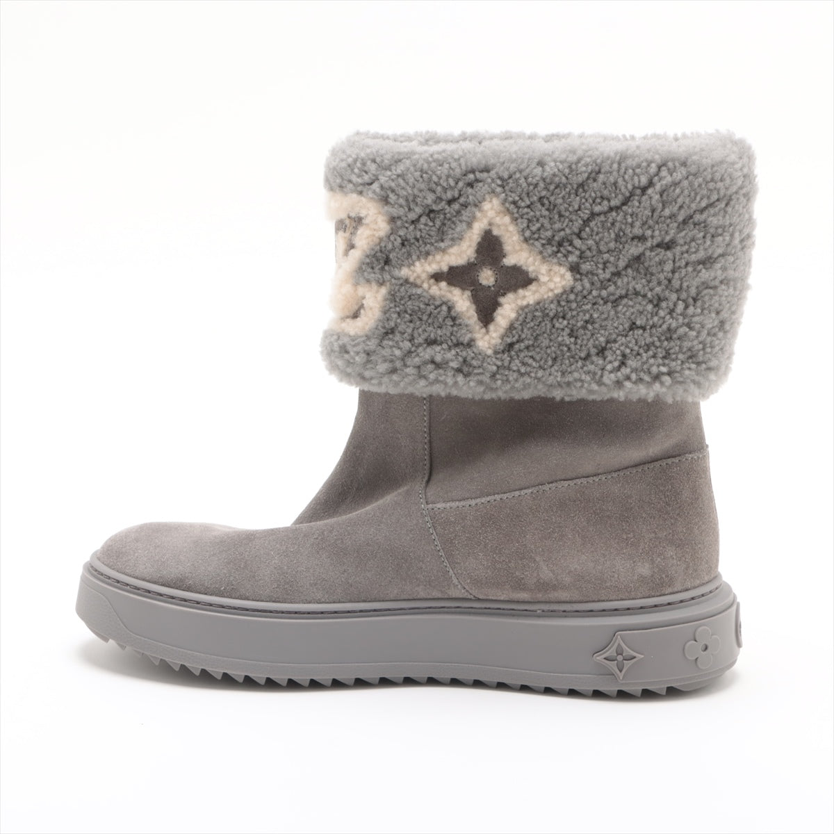Louis Vuitton Snowdrop Line 22 Years Mouton Short Boots 37 1/2  Grey TC0272 Monogram Insol Boar