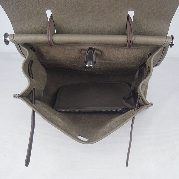 Luxury Hermes Herbag 60667 Ladies Cow Leather Grey