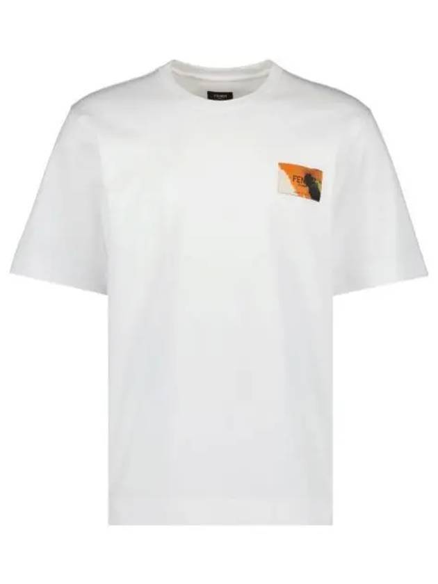 Luxury Fendi Logo Label Patch Short Sleeve T-Shirt White