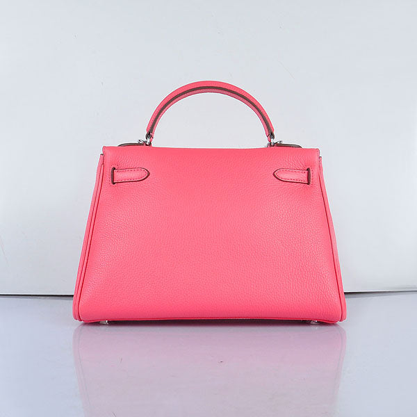 Luxury Hermes Kelly 32cm Togo Leather Handbag 6108 Lip Pink Silver