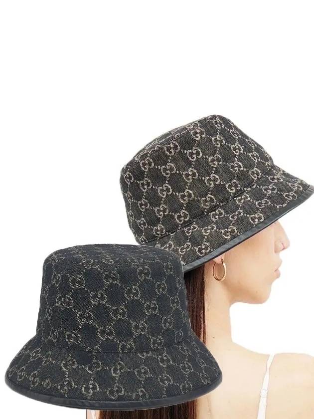 Luxury Gucci GG Denim Bucket Hat Black