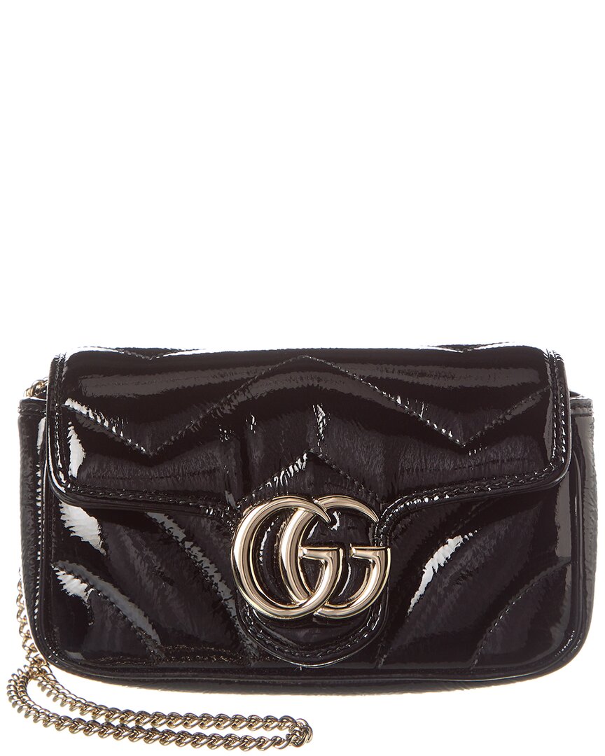 Luxury Gucci Trending 2025 GG Marmont Super Mini Patent Shoulder Bag