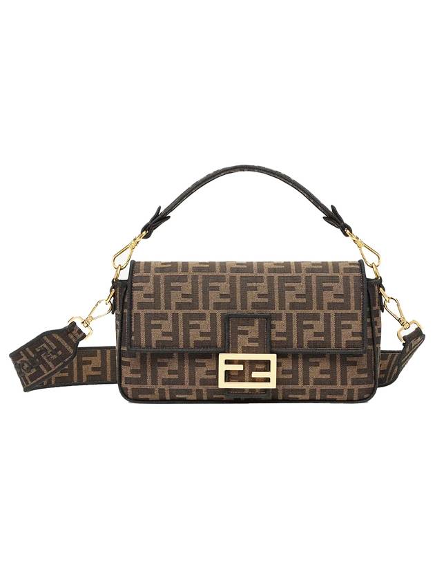 Luxury Fendi Baguette FF Jacquard Shoulder Bag Brown