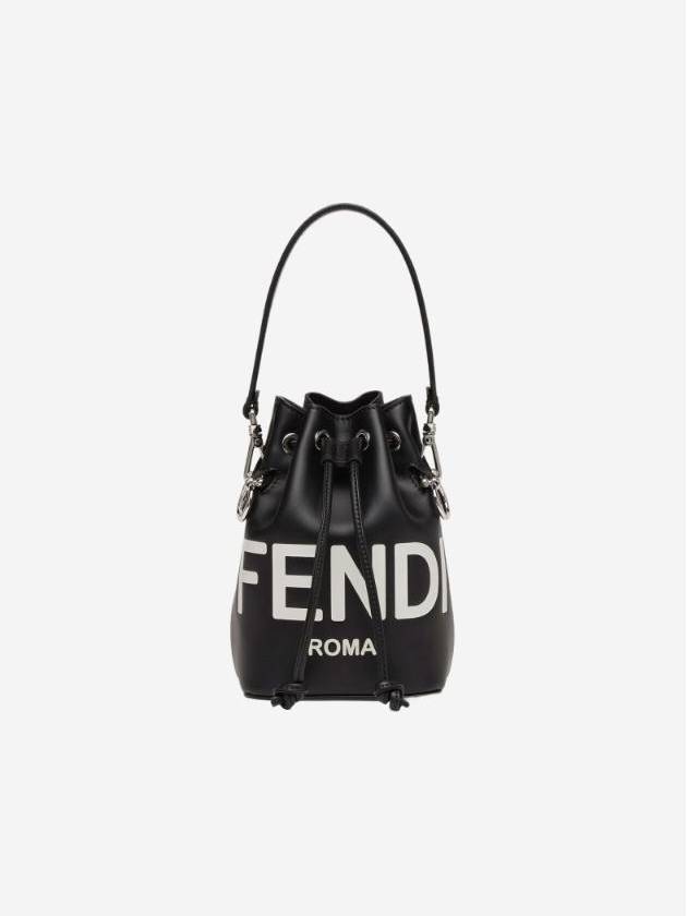 Luxury Fendi Roma Mon Tresor Leather Small Bucket Bag Black