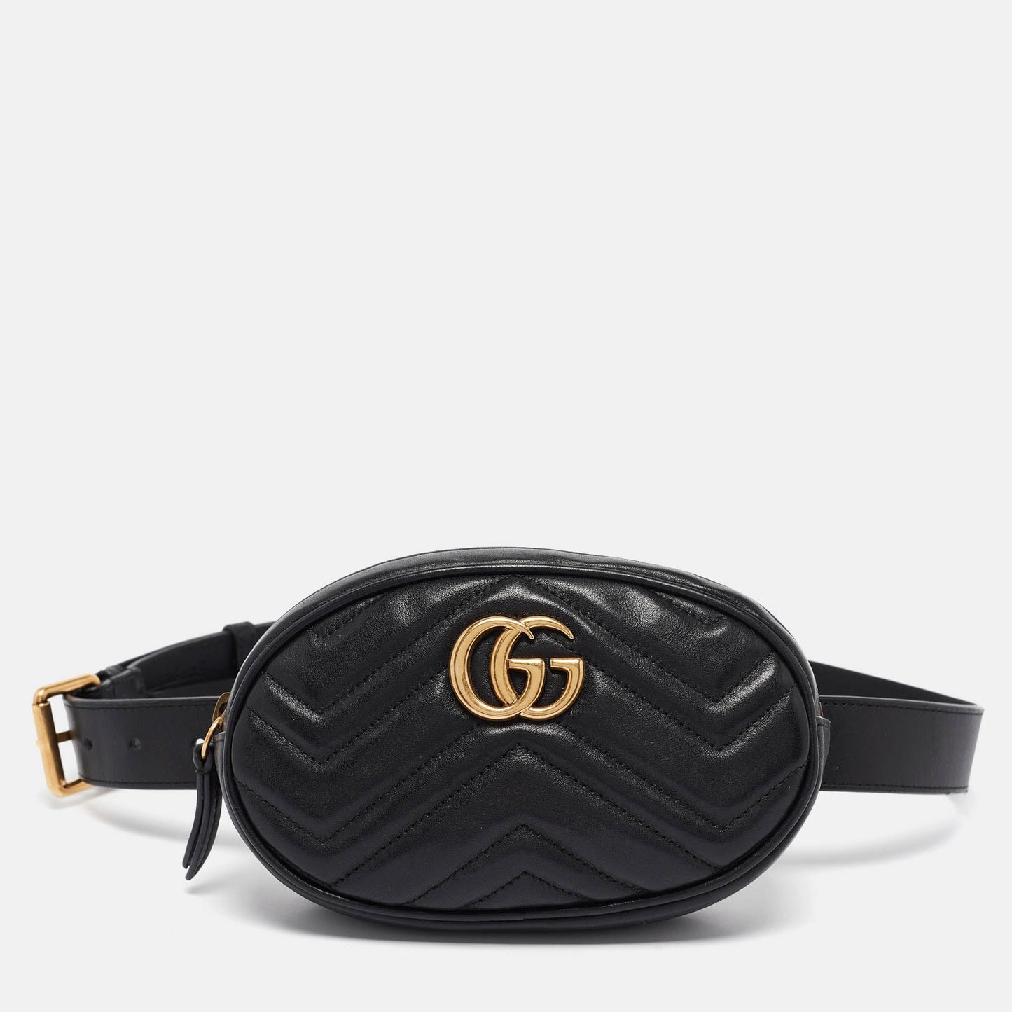 Luxury Gucci Trending 2025 Black Matelass&eacute; Leather GG Marmont Belt Bag