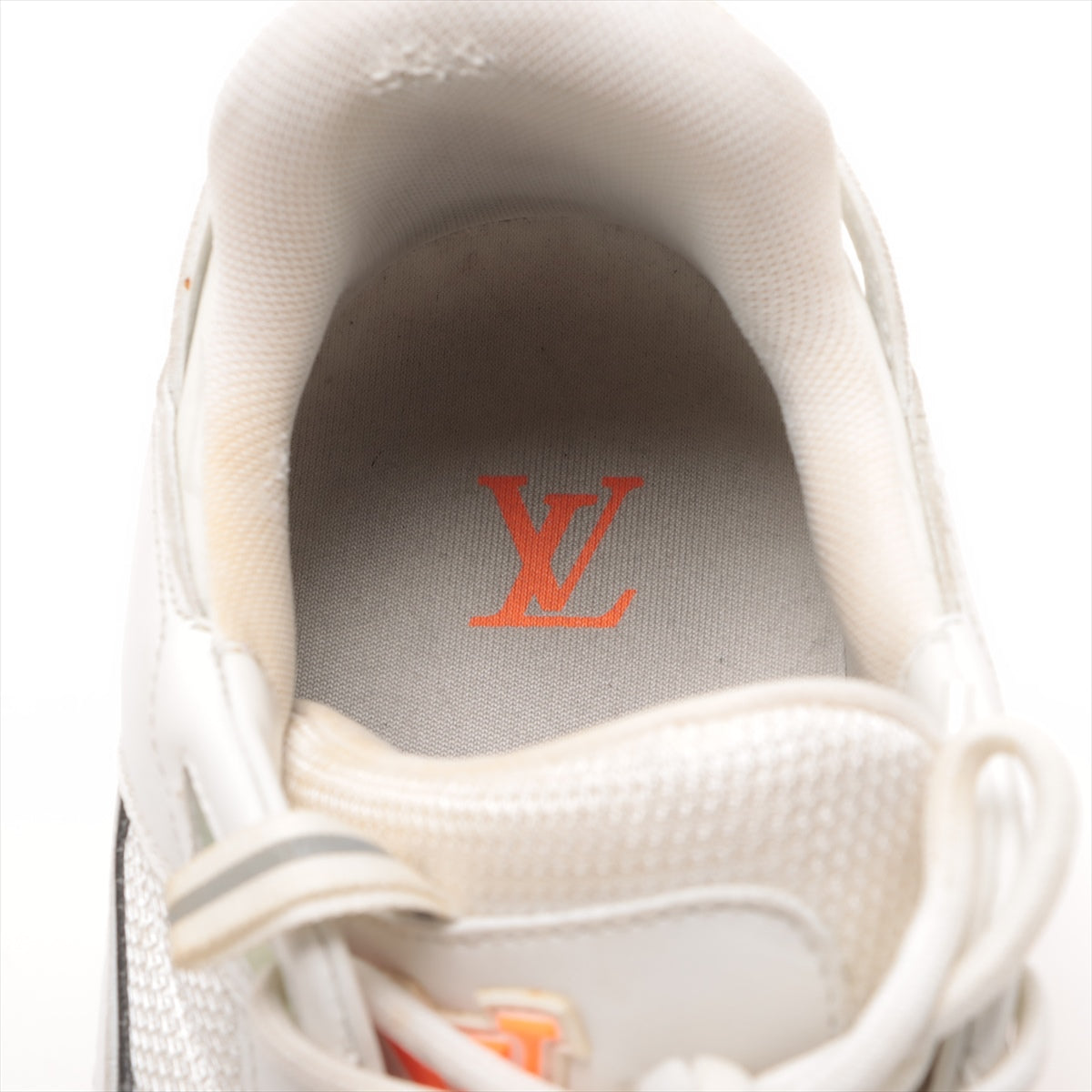 Louis Vuitton 20 years Leather x Mesh Trainers 7 Men White x Orange G1210 Monogram