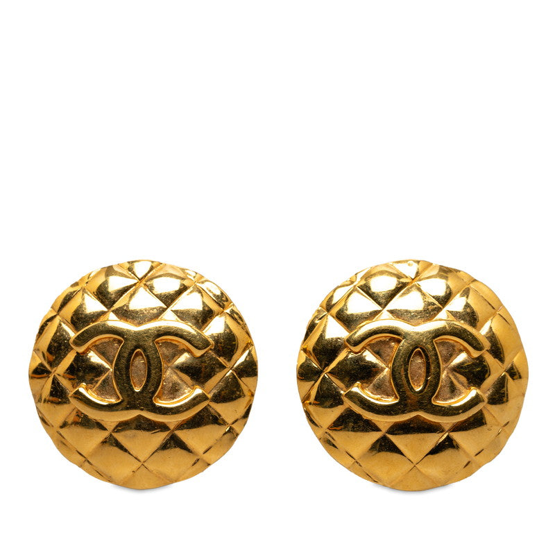 Chanel Vintage Matelasse Coco Mark Round Earrings