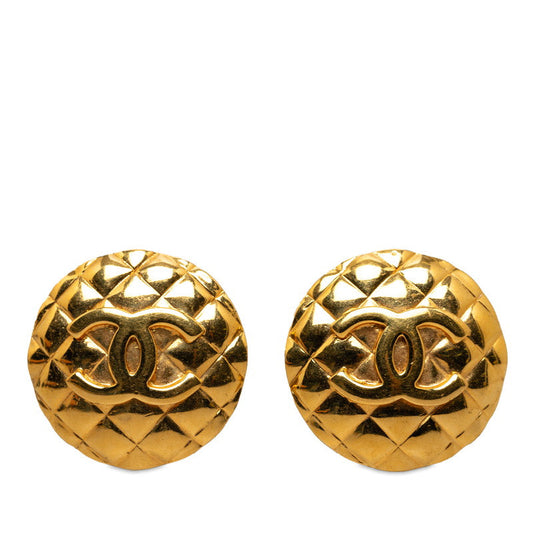 Chanel Vintage Matelasse Coco Mark Round Earrings