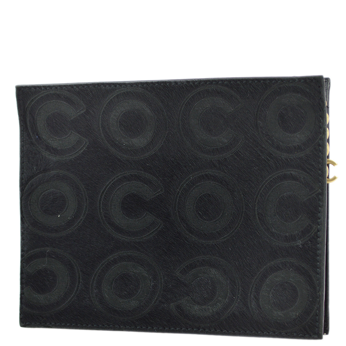 Luxury Chanel Black Pony Hair COCO Pouch Bag