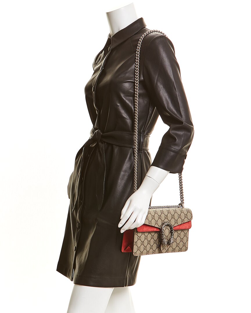 Luxury Gucci Trending 2025 Dionysus Small GG Supreme Canvas & Suede Shoulder Bag