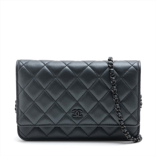Chanel Matrasse  Chain Wallet Gr Black G  ay