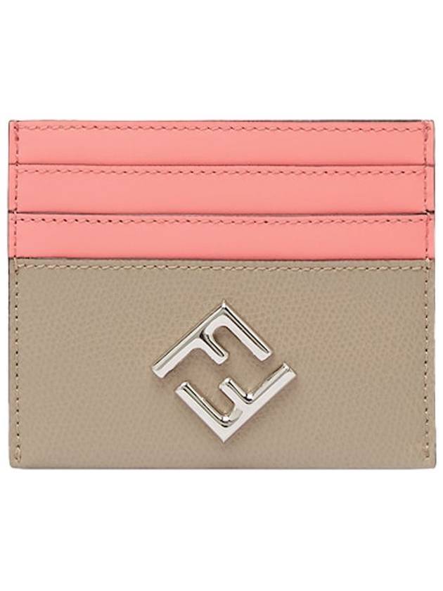 Luxury Fendi Logo Diamond Card Wallet Pink Beige