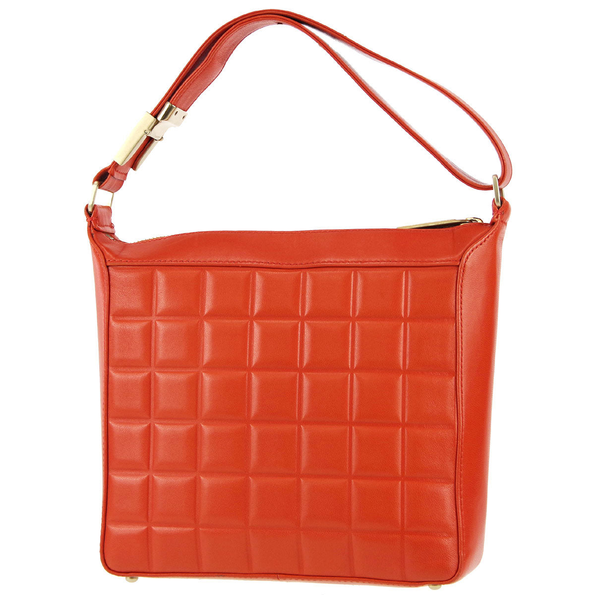 Luxury Chanel * 2003-2004 Orange Lambskin Choco Bar Shoulder Bag