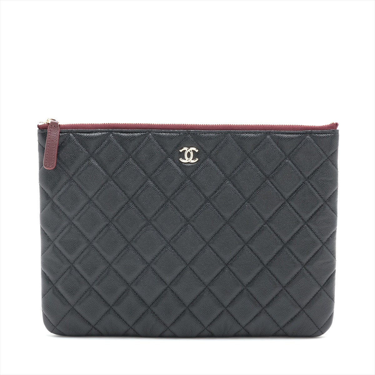 Chanel Matrasse Caviar S Clutch Bag Black G  31st