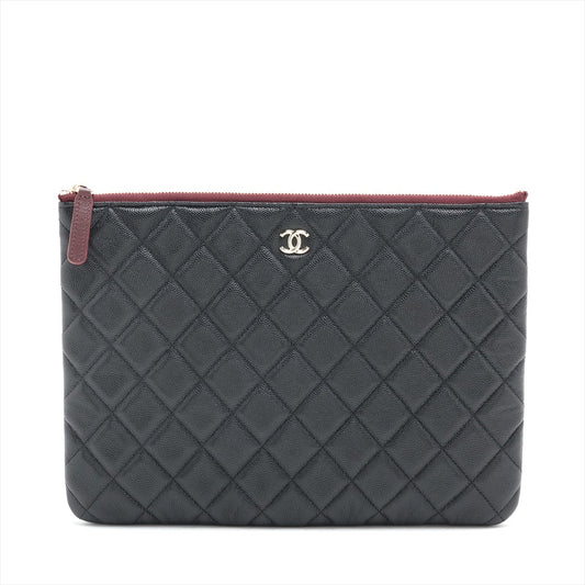 Chanel Matrasse Caviar S Clutch Bag Black G  31st