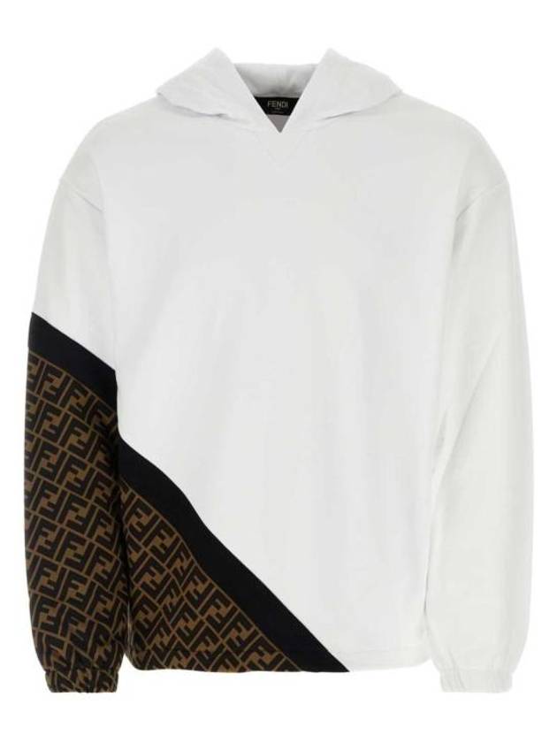 Luxury Fendi Monogram Logo Hoodie White