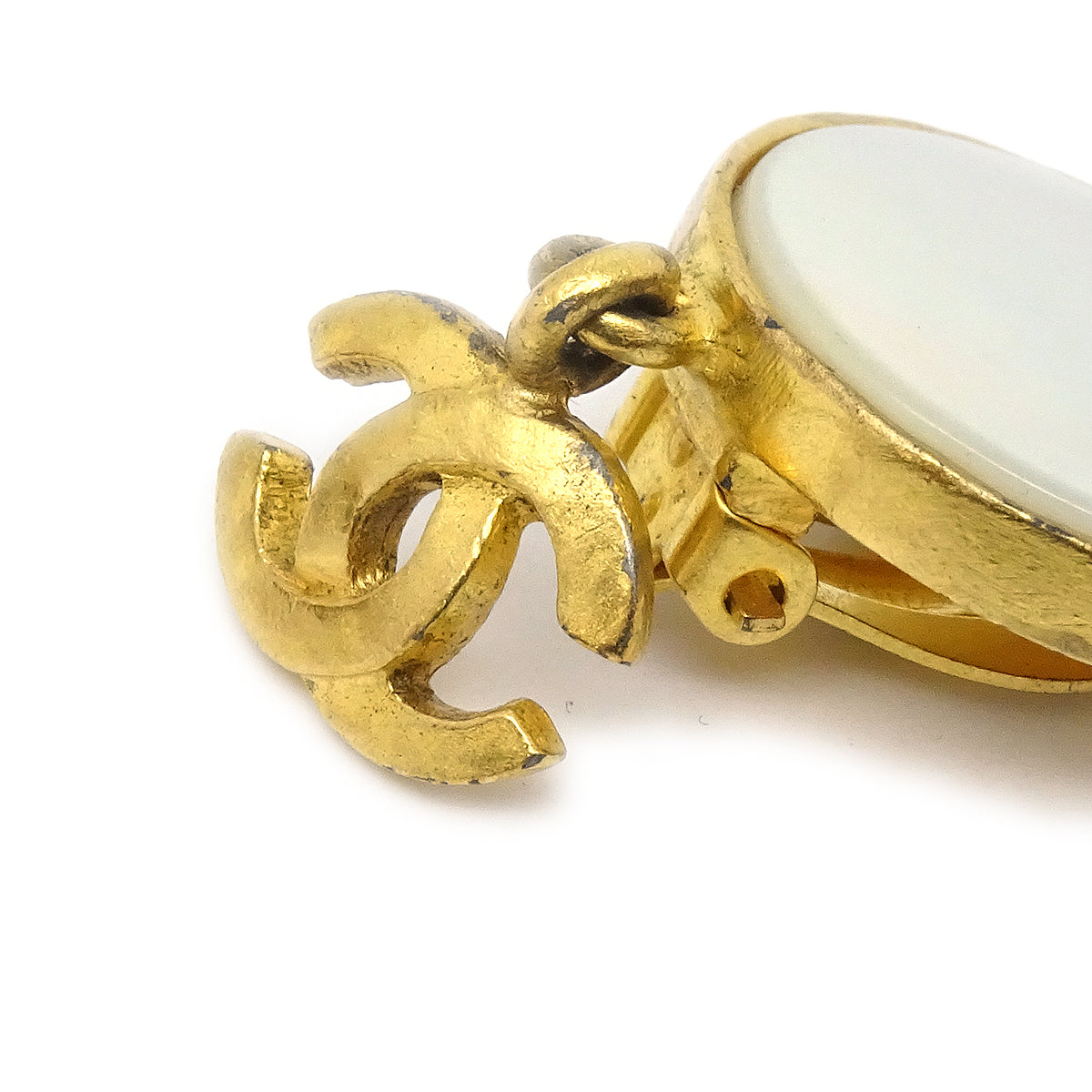 Luxury Chanel Earrings Clip-On Pearl Gold 95A