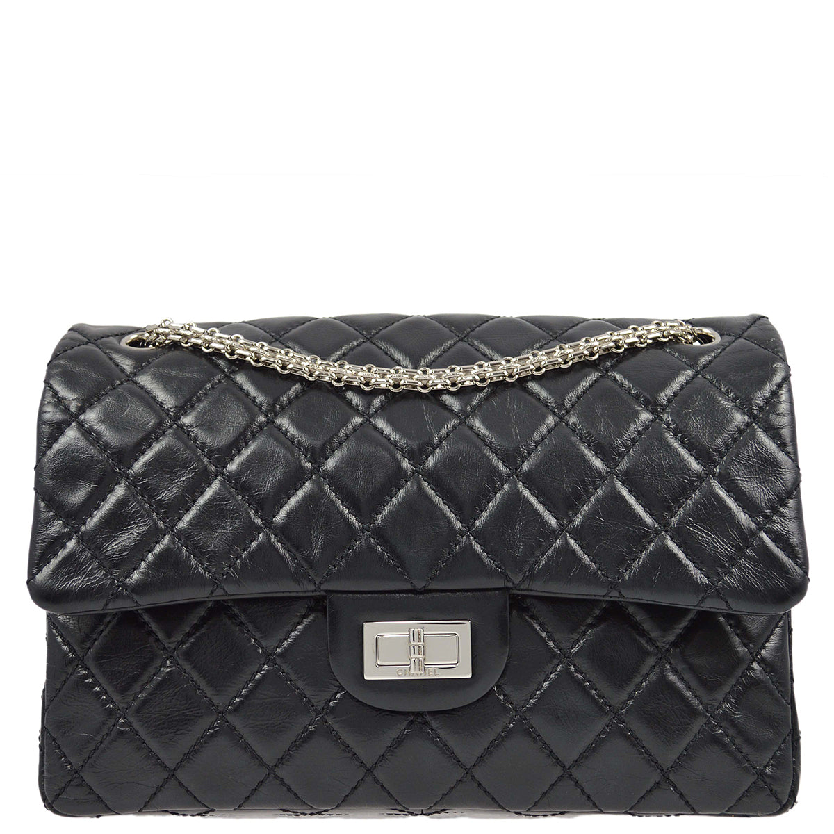 Chanel * 2008-2009 Black Calfskin Jumbo 2.55 Double Flap Bag