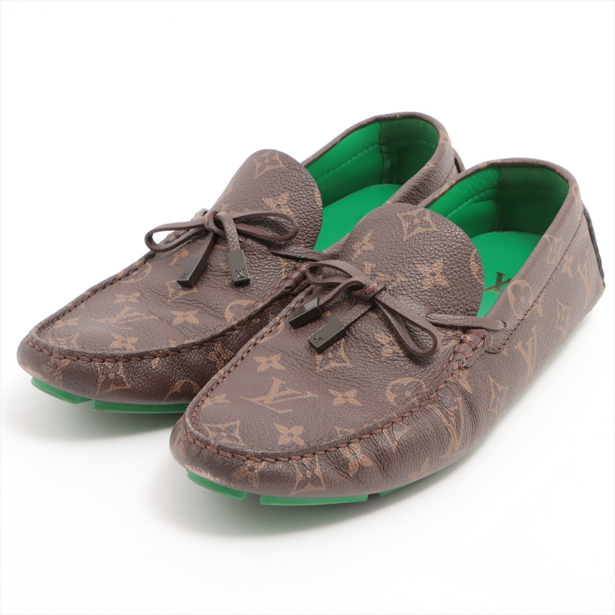 Louis Vuitton 22 Years Leather Driving Shoes 8 1/2 Men Brown ND0262 Monogram