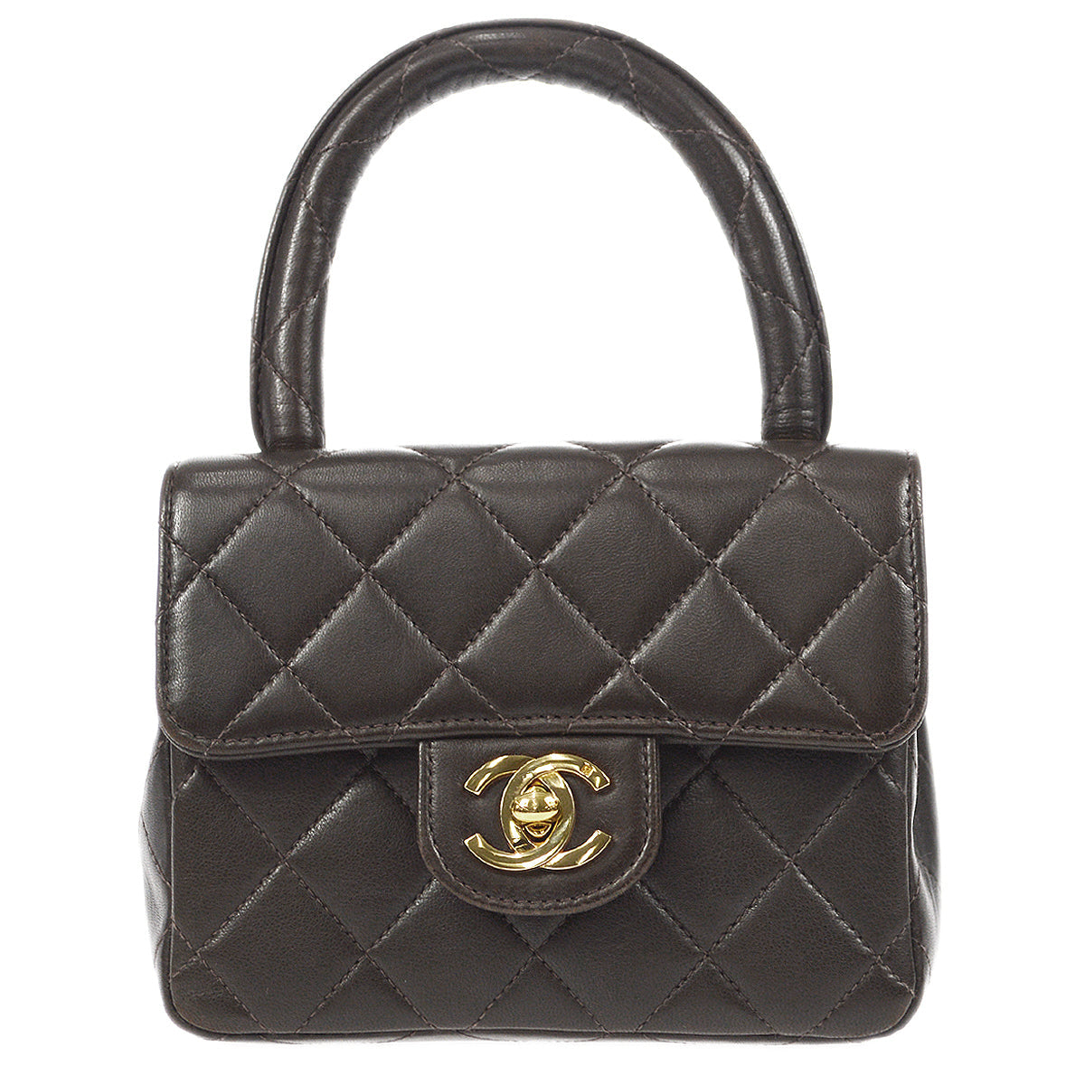 Luxury Chanel 1994 Classic Flap Handbag Micro Brown Lambskin