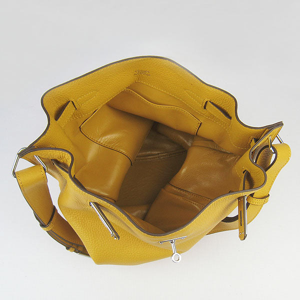 Luxury Hermes Nappa Leather Shoulder Bag H2804 yellow Silver