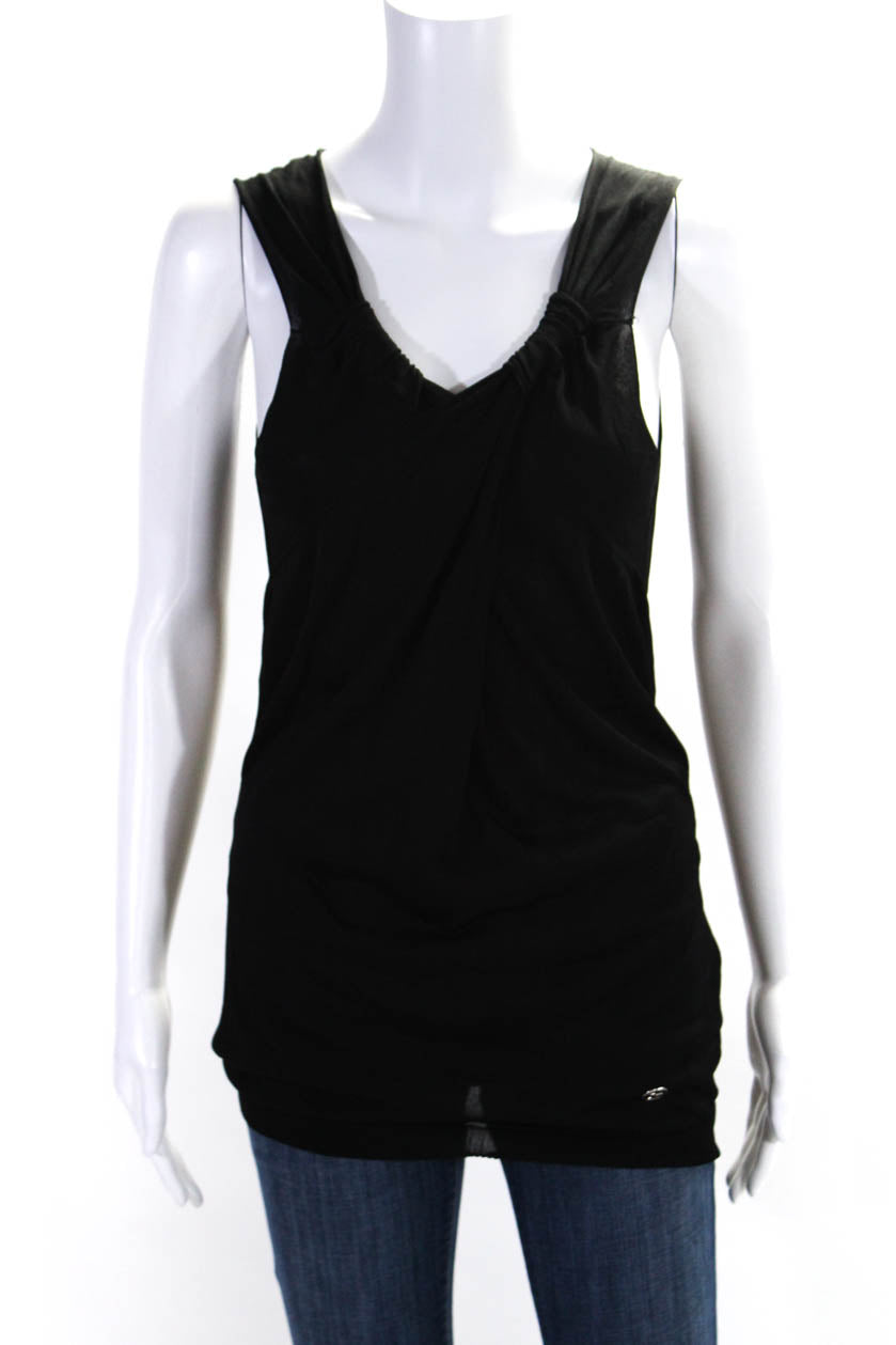 Gucci Womens Knit Surplice V Neck Tank Top Blouse Black