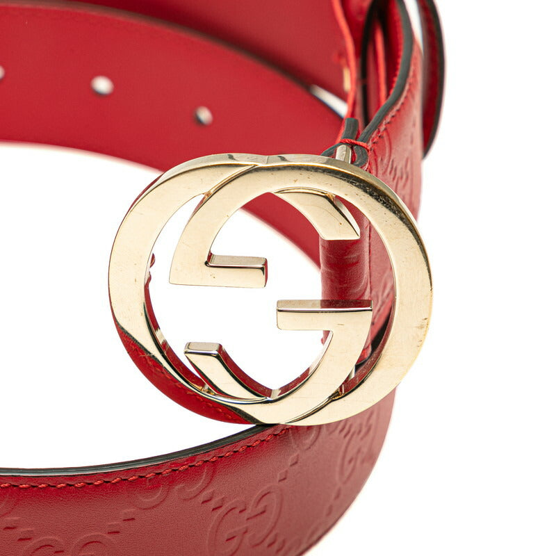 Gucci Interlocking G Leather Belt Red Gold