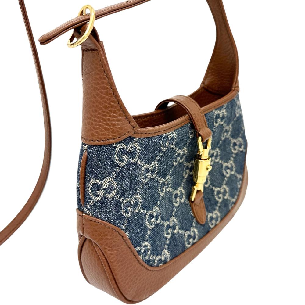 Gucci Jackie 1961 Mini Hobo Denim Leather Bag