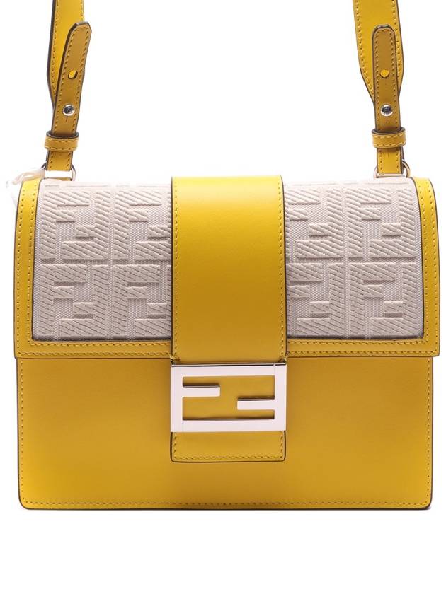 Luxury Fendi FF Flat Baguette Leather Cross Bag Yellow