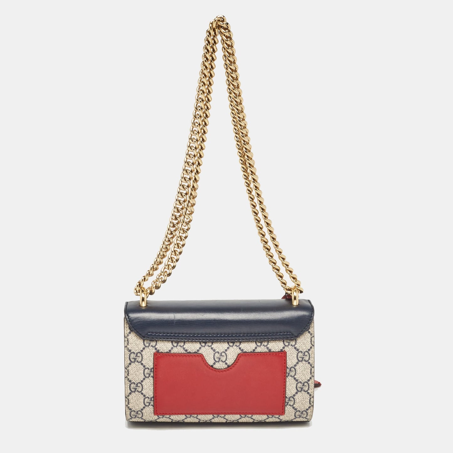 Luxury Gucci Trending 2025 Tricolor Gg Supreme Canvas And Leather Small Padlock Shoulder Bag..