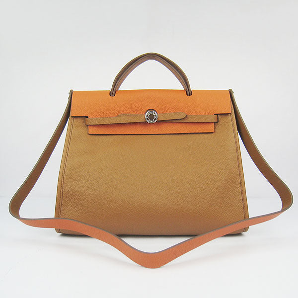 Luxury Hermes Herbag 60667 2way Cow Leather Coffee